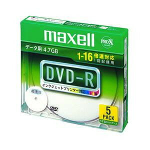 マクセル　データ用DVD-R 4.7GB 16倍速プリンタブルホワイト 5枚　DR47WPD.S1P5SA主な特徴レーベル面の白さが内周部まで均一な「ひろびろ超美白レーベル」を採用し、外形118mmから内径21mmまでムラのない鮮やかな印刷が可能！高感度LTHS記録膜とHGXスタンパ、高精度基板を採用し、16倍速記録でも安定した記録特性と優れた保存性能を実現！ 生産ラインでの全数検査を実施し、高品質を確保！ 書いた文字が汚れにくく、きれいに書ける「書き楽(ラク)インデックス」を採用※16倍速記録対応のDVD-Rディスクです。主な仕様■用途：データ用■記憶容量：片面4.7GB■入数：5枚■レーベル：ひろびろ超美白レーベル■インクジェットプリンター対応■ケース厚：5mmマクセル　データ用DVD-R 4.7GB 16倍速プリンタブルホワイト 5枚　DR47WPD.S1P5SA