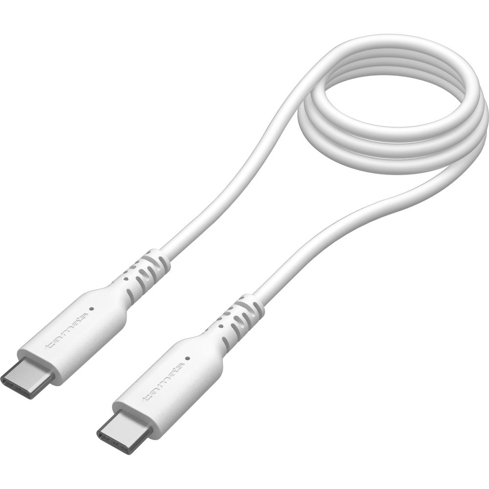 多摩電子工業PD240W USB-C to Cソフトケーブル 1.0m ホワイト 過熱防止TH302CC10W新規格USB Power Delivery 3.1(EPR)規格対応PD240W(48V/5A)対応ケーブル 高出力でも安全な加熱防止機能搭載●PD3.1(EPR)規格の出力240W(48V-5A)に対応したUSB-Cケーブル。●充電ポートの異常発熱を感知して充電を停止する過熱防止機能を両コネクタに搭載。●USB-IF正規認証品 E-marker搭載ケーブル。 ●スパイラルシールド採用で耐久性を向上させたソフトで取り回しのいいソフトな高耐久ケーブル。●緩やかに曲がるロングブッシュの採用で、コネクタ根元への負荷を低減(耐屈曲回数5万回超え)。●USB 2.0規格の480Mbps高速データ転送対応。※ Display Port Alternate mode非対応【動作環境】[保証書]あり【発売日】2023年04月01日