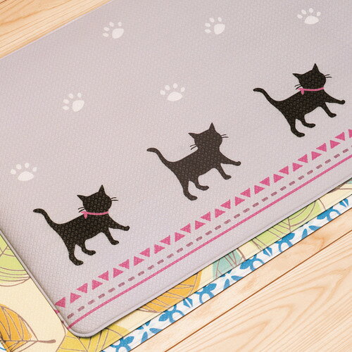 オカ PVCキッチンマット キャットGY45x120 45×120cm キャットGY