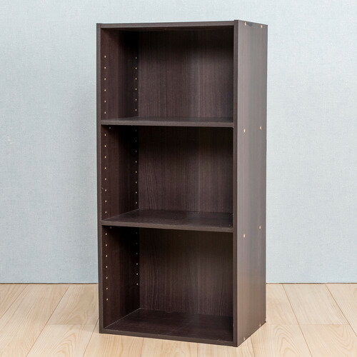 カラーボックス 可動棚3段 ブラウン