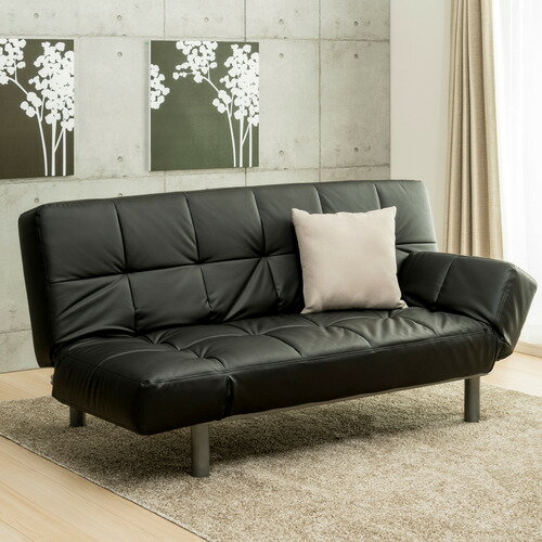 【期間限定特別価格】ヤマダオリジナル ソファベッド「YSB160001BK」幅184cm 合皮 ブラック