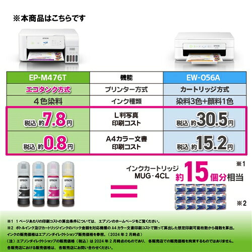 EPSON EP-M476T A4���顼���󥯥����å�ʣ�絡������������ܥ�ǥ� �ۥ磻��