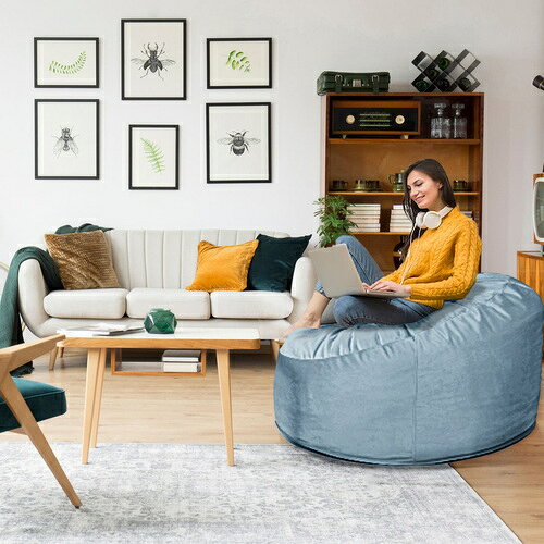 1人用クッションソファ BORNSOFA RC-100/GRAY ボーンソファ 布グレー 圧縮クッションソファ [2]