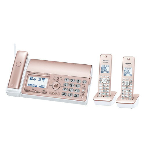 パナソニック KX-PD550DW-N デジタルコードレス普通紙ファクス(子機2台付き) ホワイト KXPD550DWN発売日：2024年2月15日●あんしん機能充実の受話器コードレスファクス●通話後もあんしんの「迷惑電話相談（※子機の通話では、迷惑電話相談の機能は使えません。録音の再生中は電話の相手の声は聞こえますが、自分の声は相手に聞こえません。※）」機能搭載、充実の迷惑電話防止対策。着信音が鳴る前に相手にメッセージで警告する「迷惑防止（※設定が必要です。ナンバー・ディスプレイサービスを利用している場合、親機の電話帳に登録されていない相手からかかってきたときのみ迷惑防止の機能が働きます。※）」機能に、録音した通話を第三者との通話中に再生して聞いてもらうことができる「迷惑電話相談（※子機の通話では、迷惑電話相談の機能は使えません。録音の再生中は電話の相手の声は聞こえますが、自分の声は相手に聞こえません。※）」機能を搭載。怪しい電話を受けたあとに、家族や警察などにすぐに相談できます。●光って分かりやすい「着信お知らせLED」を子機に搭載。着信中に光ってお知らせするLEDを子機に搭載。不在着信や留守録があったときにも、ゆっくり点滅して着信があったことをお知らせします。●受信したファクスや通話内容を残せるSDカード対応（別売）。受信したファクス、読み込んだ原稿、通話内容や留守録、電話帳をSDカードに保存できます。&nbsp;【仕様】本体寸法(高さ×幅×奥行)：親機：約86×315×191mm(受話子機、突起部除く)/約256×315×240mm(記録紙トレーオープン時、受話子機、突起部除く)、受話子機：約173×49×27mm、子機：約175×49×25mm、充電台：約47×73×90mm本体質量：親機：約2.5kg(お試し用インクフィルム5m装着時、受話子機含む)、受話子機：約145g(電池パック含む)、子機：約140g(電池パック含む)、充電台：約155g消費電力(最大/待機時)：親機：約120W/約0.8W、充電台：0.7W/約0.2W便利機能 ：迷惑防止（録音1件、最大約10分*SDカード使用時は1000件）、迷惑電話相談機能（親機）、着信お知らせLED（子機）、通話拒否、電話帳読み上げ（親機）、キーロック、受話音質（受話子機、子機）、ドアホンワープ電話機能（※ご利用にはNTT東日本・NTT西日本へのサービスお申し込み（有料）が必要です。※）：ナンバー・ディスプレイ対応、着信音鳴り分け（12種）、着信拒否(迷惑電話・迷惑ファクス)、着信拒否(非通知/公衆電話)、着信拒否(非通知/公衆電話)、表示圏外着信対応キャッチホン・ディスプレイ対応：親機:○、子機:○（※ご利用にはNTT東日本・NTT西日本へのサービスお申し込み（有料）が必要です。※）子機機能：内線通話、外線転送、子機増設(合計5台)、子機間通話（双方向）、盗聴防止（受話子機、子機）、ボイスチェンジ機能留守録：デジタル留守録機能(約12分)、応答メッセージ(オリジナルメッセージ：約20秒、2件 / 固定内蔵メッセージ：2件)、留守用件転送、通話録音、リモート操作液晶ディスプレイ表示：親機:○(漢字)、受話子機:○(漢字)、子機:○(漢字)電話帳：親機:○(漢字150件) （※親機の電話帳に登録した内容を、子機の電話帳に転送（コピー）できます。※）、受話子機・子機:○(漢字150件) （※子機の電話帳に登録した内容を、親機の電話帳に転送（コピー）できます。また、子機の電話帳に登録した内容を、もう1台の子機の電話帳にも転送(コピー)できます。※）再ダイヤル：親機:○(10件)、受話子機:○(10件)、子機:○(10件)デジタルスピーカーホン：親機:○(デジタル)、受話子機:○(デジタル)、子機:○(デジタル)呼出音選択：親機:○(12種)、受話子機:○(12種)、子機:○(12種)その他基本機能：中継アンテナ対応、回線自動設定、壁掛け設置（子機：木ねじ・ワッシャー(KX-AN162)別売（※お買い上げの販売店にてお取り寄せとなります。※））付属品名称：受話子機、お試し用インクフィルム(約5m)、受話子機用電池カバー、コードレス子機、子機用電池パック、子機充電台