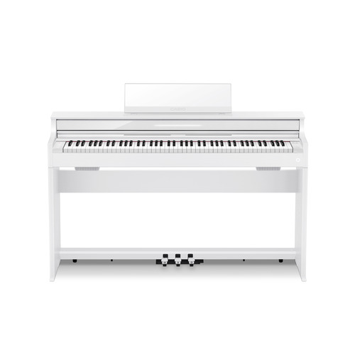 こちらの商品は大型商品につきまして、配送料2750円が必要です。また、電子ピアノの組立てをご希望の場合別途組立費を頂戴いたします。組立てサービスをご希望の場合、ご注文後コールセンターまでお問い合わせください。カシオ AP-S450WE 電子ピアノ CELVIANO（セルビアーノ） SLIMシリーズ 88鍵盤 ホワイトウッド調 APS450WE発売日：2024年1月25日●ピアノの伝統をもっと自由に軽やかにピアノ音楽の世界に自分らしく向き合える●スリム＆スタイリッシュデザイン奥行299mmの軽やかさ●グランドピアノならではの響きを追求し、時間の経過による音色変化も表現マルチ・ディメンショナル・モーフィングAiR音源●グランドピアノ特有の構造が生み出す響きや独特の機構音も表現アコースティックシュミレーター●演奏する曲に合わせて使い分け2つのグランドピアノ音色●奏者と楽器を一体化させる鍵盤タッチスマートハイブリッドハンマーアクション鍵盤（白鍵は木材スプルース材と樹脂のハイブリッド構造）●グランドピアノの操作感と演奏ニュアンスにこだわった3本ペダル&nbsp;【仕様】音色数：26音源：マルチ・ディメンショナル・モーフィングAiR音源最大同時発音数：256ビジュアルインフォメーションバー搭載：打鍵強度、ペダル踏み込み量などを視覚的に確認できるスマートフォン等のダウンロード曲を本体の質の高い音響システムで聴ける：●オーディオレコーダー/MIDIレコーダー：●デュエット機能：●60曲ミュージックライブラリ内蔵：●メトロノーム機能：●スピーカー：12cm×2+3.5cm×2出力：20W+20w本体サイズ(W×D×H)：1、393x299x866重量(Kg)：37.6付属品：ワイヤレスMIDI＆AUDIOアダプター、譜面たて、楽譜集、ACアダプター