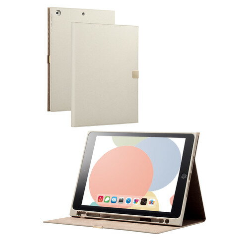 エレコム TB-A19RWVJMGB フラップケース ソフトレザー &me フリーアングル スリープ対応 iPad 10.2インチ 第9/8/7世代 (2021/2020/2019) 用 グレージュ発売日：2024年1月14日●ベーシックなサフィアーノ調レザーにゴールドパーツが上品になじむ、&meシリーズのiPad 第9世代(2021年モデル)、iPad 第8世代(2020年モデル)、iPad 第7世代(2019年モデル)用フラップケースです。●もっと、自分だけの「好き」を選びたい。そんな想いに応えるアクセサリーで、お気に入りの毎日を。スマートデバイスと私をつなぐ、&meです。●ベーシックなサフィアーノ調レザーにゴールドパーツが上品になじむフラップケースです。●しぼ加工を施した落ち着いた色味のソフトレザーとゴールドパーツで、シンプルかつエレガントな印象です。普段使いはもちろんオフィスなどの幅広いシーンで使用できます。●カードや名刺を収納できるカードポケットをケース内側に備えています。●傷に強く、傷が付いた場合も目立ちにくいサフィアーノ調ソフトレザーを使用しています。●溝のないフラップ上で好きなアングルに調節できるフリーアングルタイプです。●タッチペンホルダーにApple Pencilを差し込んで持ち運び可能です。●不使用時に画面部分を保護するフラップが付いています。フラップを閉じるとスリープモードになり、開けるとスリープから復帰します。●フラップはマグネットで簡単に留めることができます。&nbsp;【仕様】対応機種：iPad 第9世代(2021年モデル)、iPad 第8世代(2020年モデル)、iPad 第7世代(2019年モデル)対応モデル番号：A2197、A2198、A2200、A2270、A2428、A2429、A2430、A2602、A2603、A2604、A2605セット内容：ケース×1材質：表面:合成皮革、裏地:ポリエステル・磁石、本体装着部:TPU(熱可塑性ポリウレタン)カラー：グレージュ