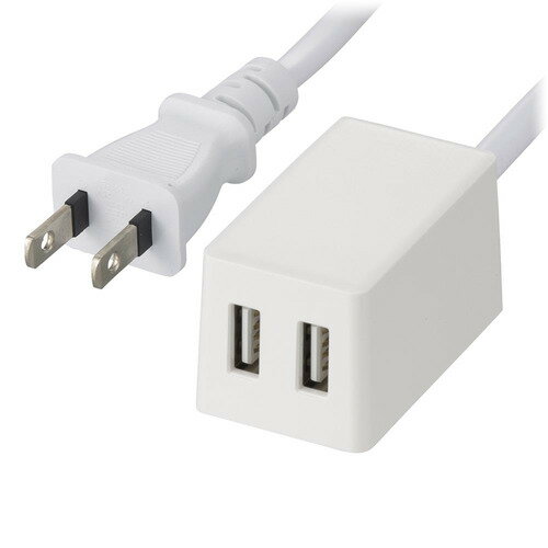 オーム電機 HS-2MUSB-22 2ポートUSB充電器 2m ホワイト オーム電機 HS-2MUSB-22 2ポートUSB充電器 2m ホワイト