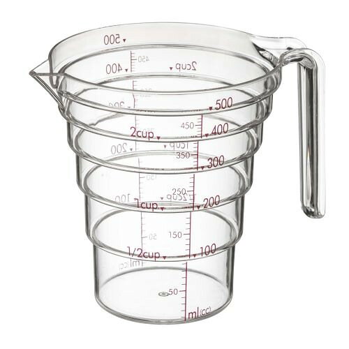 山崎実業 段々計量カップ 500ML クリア ●段差メモリで上から一目で簡単計量。200mlと500mlをスタッキングして収納できます。&nbsp;【仕様】商品サイズ：約W145×D110×H120cm材質：本体：AS樹脂原産国：中国