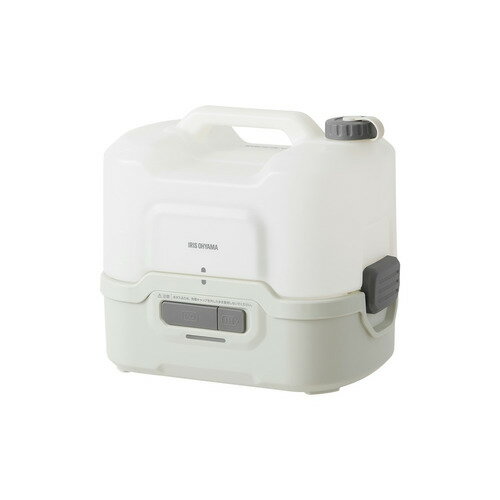 アイリスオーヤマ JPW-T81-W/H 充電式ポータブルウォッシャー ホワイト/グレー発売日：2023年6月23日●コンパクトで持ち運びがラク電源や水道が無い場所でも使用することができる充電式ポータブルウォッシャーです。●充電式充電式の為、延長コードを使用することなく、タンクに水を入れ本体に設置するだけで使用可能です。●幅広く使用可能掃除、洗車、レジャー、BBQなど、自宅や外出先で幅広く使用可能です。●様々な場所で使用可能小型ながらタンク容量が8Lと大容量で、連続使用可能時間も約24分と長く使えるので、様々な場所で使用できます。●3種類の吐出パターン3種類の吐出パターンを切り替え可能です。場所や用途に合わせて、手元で簡単に切り替えできます。●タンク下の本体内にトリガーガンとホースが収納でき、気軽に持ち運べます。&nbsp;【仕様】商品サイズ(幅×奥行×高さ)：約316×216×275mm※本体サイズ商品重量：約2.4kg※ホース、トリガーガン含む充電温度：5〜35℃連続使用時間※1：約24分※1 満充電、バッテリー初期温度：20℃ 吐出パターンがキリの場合バッテリー：リチウムイオン2次電池バッテリー容量：2000mAhバッテリー寿命：繰り返し充電 約400回定格電圧：DC12V充電電源（充電アダプター）：入力：AC100-240V 50／60Hz 0.8A、出力：DC5V 3A充電時間：約2時間（室温・使用時間などにより充電時間が長くなることがあります）タンク容量：8Lホース長さ：3m水の使用温度：5℃〜40℃最大吐出圧力※1：約0.7MPa※1 満充電、バッテリー初期温度：20℃ 吐出パターンがキリの場合最大吐出水量※2：約3L/min※2 満充電、バッテリー初期温度：20℃ 吐出パターンがシャワーの場合防水性：IPX4※3 ※3 あらゆる方向からの水の飛沫によっても有害な影響を受けないレベル吐出パターン：シャワー、ジェット、キリ付属品：充電アダプター、ノズルクリーニングピン