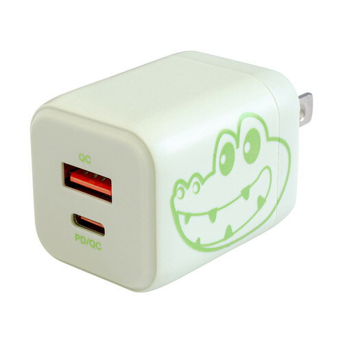 京ハヤ JKPD20GAGN 急速AC充電器 20W USB-Type-A/Type-C各1ポート PD/QC両対応 グリーン(ワニ) 京ハヤ JKPD20GAGN 急速AC充電器 20W USB-Type-A/Type-C各1ポート PD/QC両対応 グリーン(ワニ)