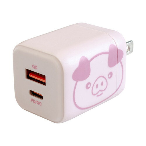 京ハヤ JKPD20GAPK 急速AC充電器 20W USB-Type-A/Type-C各1ポート PD/QC両対応 ピンク(ブタ) 京ハヤ JKPD20GAPK 急速AC充電器 20W USB-Type-A/Type-C各1ポート PD/QC両対応 ピンク(ブタ)