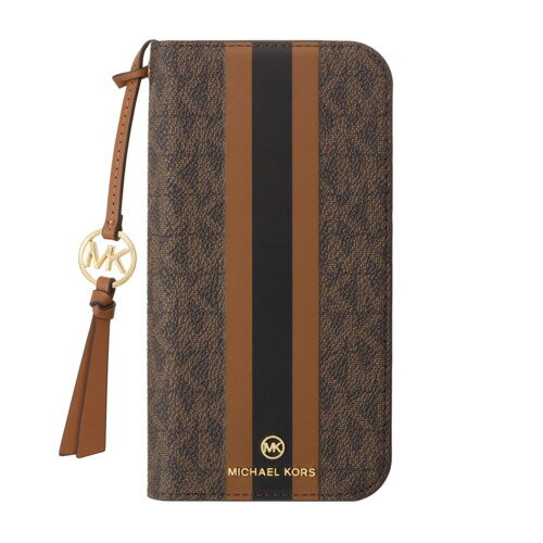 樂天商城 - MICHAEL KORS MKSTTCBRWFLIP2461 Folio Case Stripe with Tassel Charm for Magsafe for iPhone16 Brown