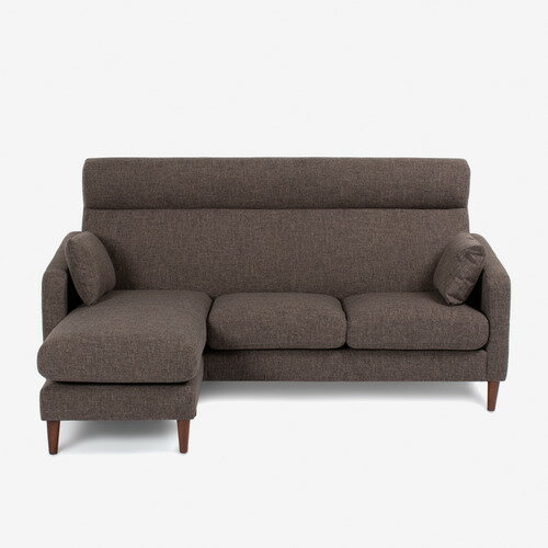 大塚家具 カウチソファ 組み換え可能「クロス」 布 ブラウン色 木脚(3)