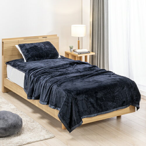 NEWヤマダオリジナル あったか毛布 HOT STYLE ダブル:約180x200cm ネイビー 吸湿発熱(生地)