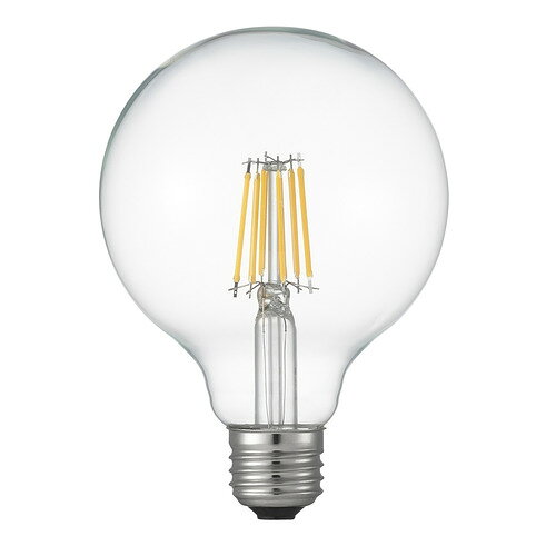 ヤザワ LDG6LG95C フィラメントLED 60W G95 ボール形 E26 クリア●フィラメントLED 60W G95 ボール形 E26 CL&nbsp;【仕様】本体サイズ：Φ95×H138mm本体質量：63g口金：E26明るさ：60形相当全光束：810lm消費電力：8.0W定格入力電流：0.117A定格寿命：20000h