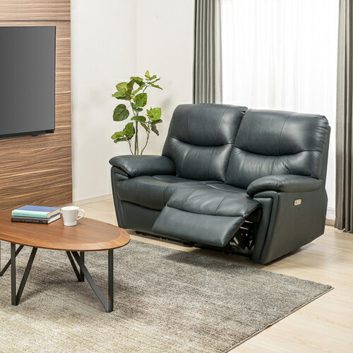 Leather - 【期間限定大特価】ヤマダオリジナル 電動リクライニングソファ「YES140001NV2P」幅160cm 2人掛け 本革ネイビー色【※AR対応】