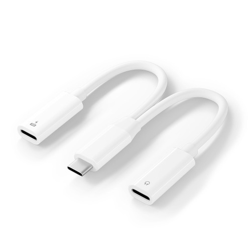 PGA PG-TYCCHG02WH USB-C充電ポート付 USB-C to USB-C イヤホン変換アダプタ 0.5cm ホワイト