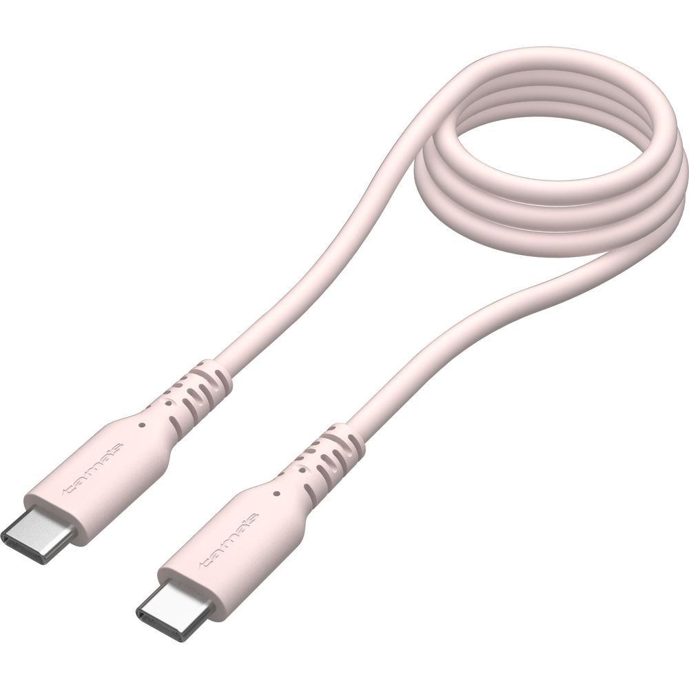 多摩電子工業PD240W USB-C to Cシリコンケーブル 1.0m ピンクTSC305CC10P柔らかくても高耐久。巻きグセがつきにくく肌触りの良い、やわらかシリコンケーブルUSB-IF正規認証品 USPD EPR対応最大240Wの充電と最大480Mbpsの高速データ転送ケーブル耐屈曲試験12万回クリアのロングライフケーブル強さ鋼鉄の100倍もあるグラフェンを電磁シールド採用【動作環境】[保証書]あり 中国【発売日】2024年12月10日