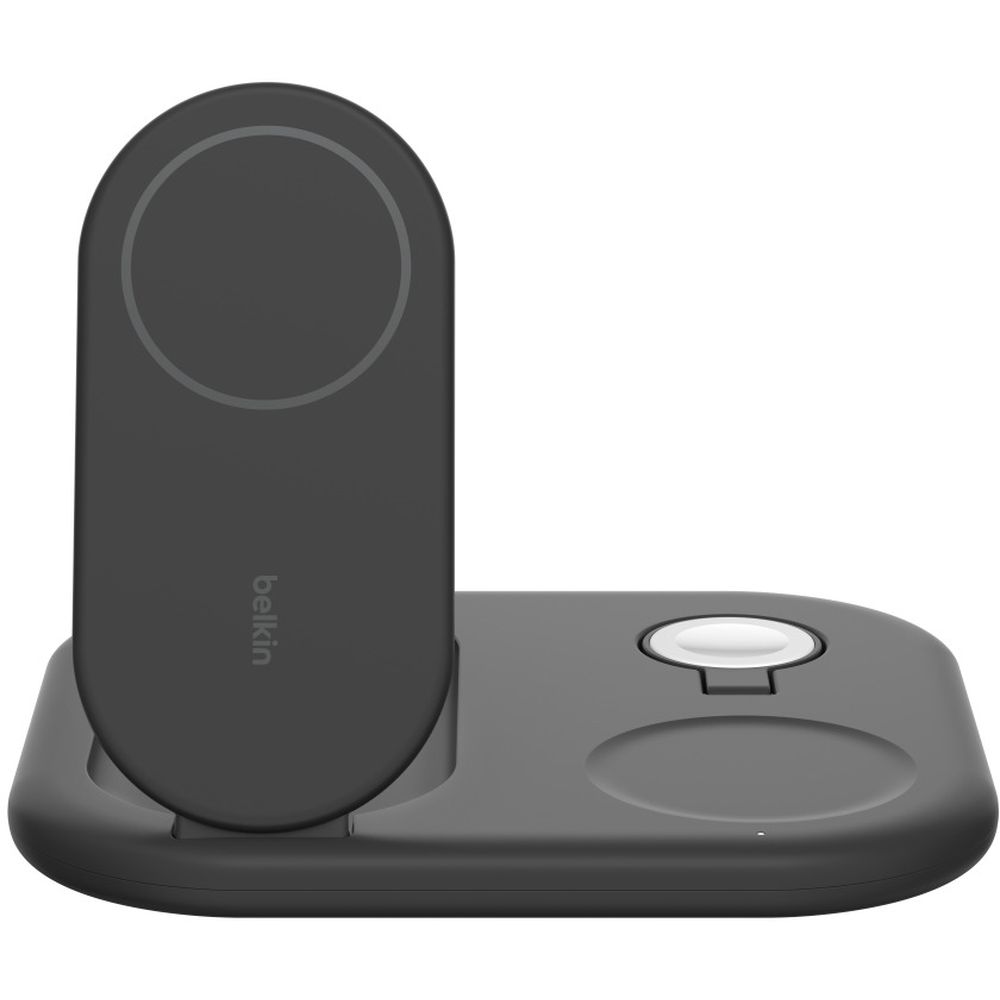 ベルキンQi2 3-in-1 折りたたみ式ワイヤレス充電器 ブラックWIZ029DQBKiPhone、AirPods、Apple Watch を同時に充電できるため、複数のコードの煩わしさがなくなり、日常業務が効率化されます。・Qi2 による最大 15W の急速充電・AirPodsの充電に最適な、5W Qi Pad。 LED インジケーター付き。 ・Apple Watch Series 7、8、Ultra の急速充電・iOS17のスタンバイモードをサポート・Qi2 (MPP) 対応デバイスとの互換性・コンバーチブル設計により、パッドモードとスタンドモードを切り替えることができます【動作環境】[保証書]あり【発売日】2024年07月30日