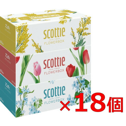 クレシア 【ケース販売】 スコッティティシュー フラワーボックス 250組 3箱x18パック
