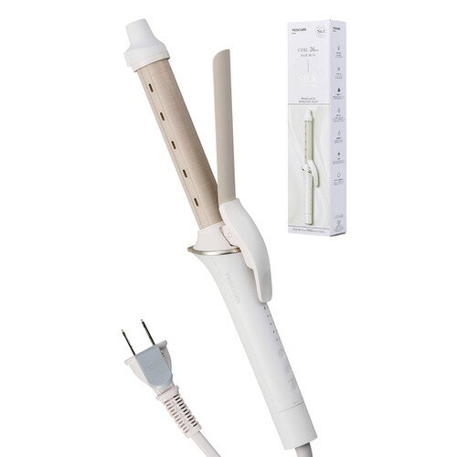 テスコム TM762A-W カール ヘアアイロン コテ 26mm 4段階温度調節 温度メモリー 海外対応 ホワイト