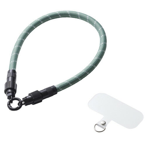 エレコム P-STHH1CC08GN スマホ ハンドストラップ USB Type-C to C 30cm 手首 ／ 腕掛け グリーンストライプ(2.0)