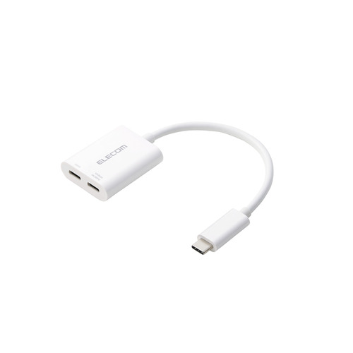 エレコム AD-C2CPD100WH USB-C 変換アダプタ 100W PD急速充電 USB Type-C to Type-C×2 Windows Mac対応 ホワイト