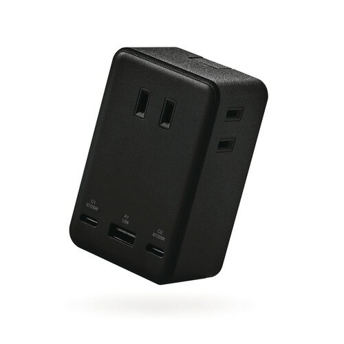 樂天商城 - エレコム T-U09-3AC2BK コンセント直挿しUSBタップ(AC3口＋67W／USB-A×1+USB-C×2)
