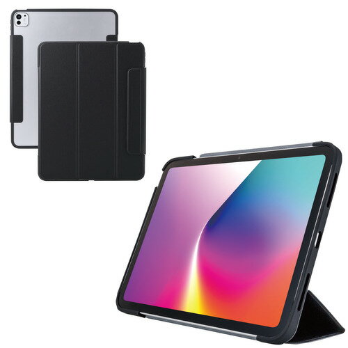 エレコム TB-A25PLWVFCBK iPad Pro ケース 13インチ ( M4 ) カバー 2アングル スタンド 軽量 薄型 ブラ..