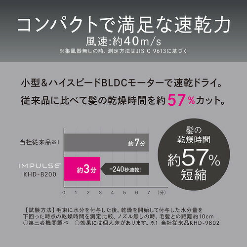 コイズミ KHD-B200／P ハイスピードマイナスイオンドライヤー BLDCモーター搭載 マイナスイオン ピンク