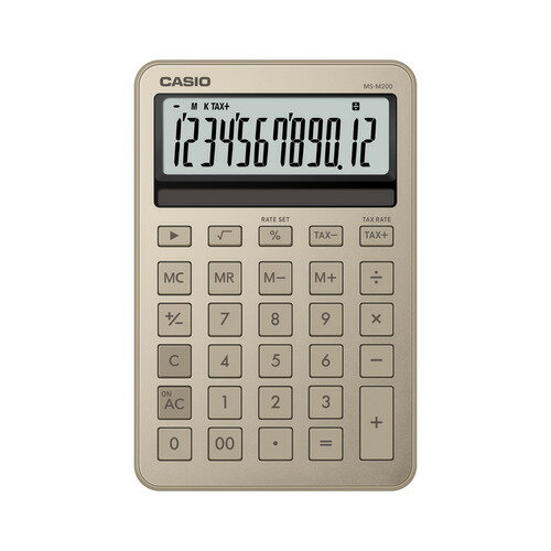 カシオ計算機 MS-M200-GD-N デザイン電卓 ミニジャスト型スタイリッシュ 12桁表示 税計算機能あり ゴー..