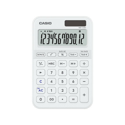 カシオ計算機 MW-C20D-WE-N デザイン電卓 ミニジャスト型カラフル 12桁表示 税計算...
