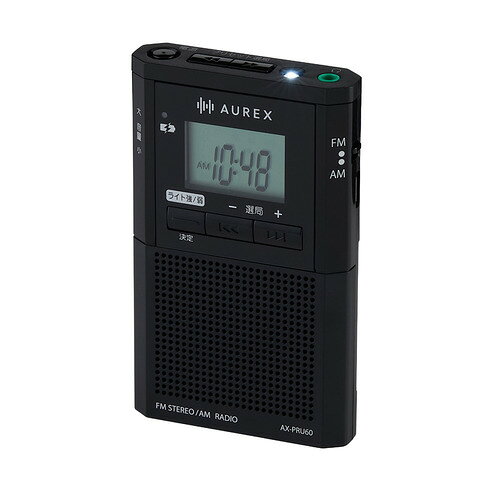 東芝 AX-PRU60(K) ポケットラジオ デカ文字表示液晶パネル搭載 USB充電対応 LEDライト付 ブラック