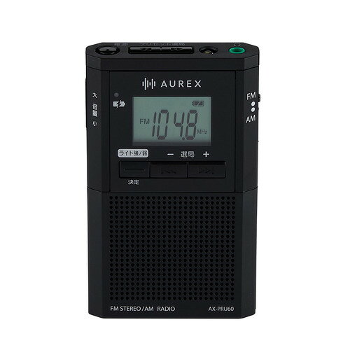 イーウェルネス楽天市場店の東芝 AX-PRU60(K) ポケットラジオ デカ文字表示液晶パネル搭載 USB充電対応 LEDライト付 ブラック｜アングル3