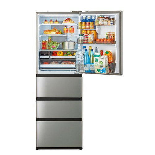 【無料長期保証】AQUA 冷蔵庫 433L 右開き 4ドア 幅59.5cm 大容量冷凍室 おいシールド冷凍 見える野菜室 AQR-V43A(S) チタンシルバー