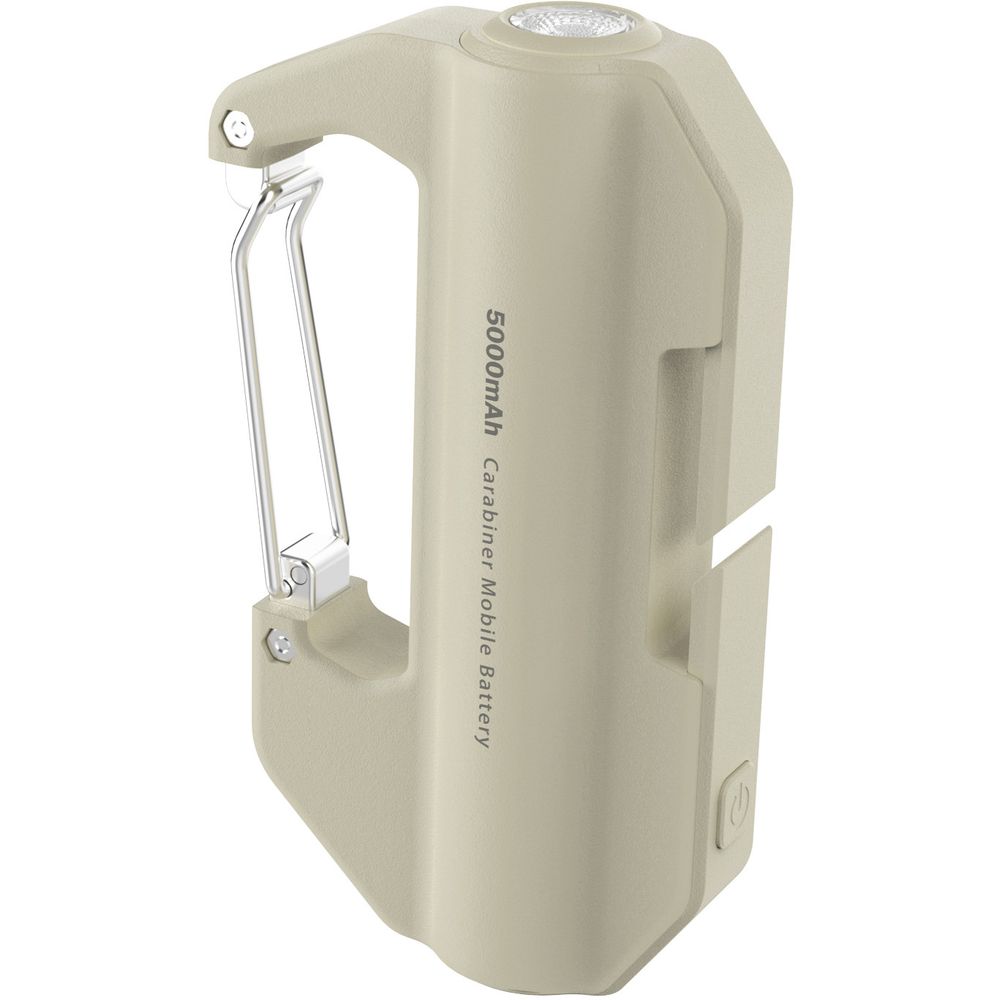 グリーンハウス カラビナ付きモバイルバッテリー ベージュ GH-BYPD50-BE