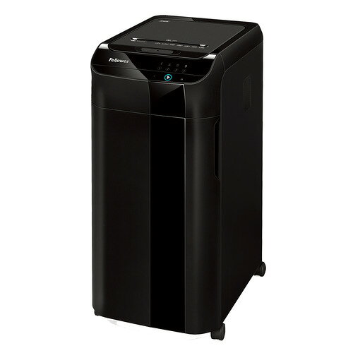 フェローズ 350CR オートフィードシュレッダー クロスカット A4サイズ CDカット対応 68L ブラック●準備も細断もスピーディ。350枚の書類をわずか8分で自動細断完了。クリップの有無やホッチキスの向きを気にすることなく、滑らず確実に、そしてパワフルに細断します。【いちどに細断できる枚数(手差し)】A4紙12枚(ホチキス・ゼムクリップ可) 規定枚数以上を投入すると自動的にモーターが逆回転して押し戻す紙詰まりを防止。【細断クズ形状】クロスカット4x38mm(セキュリティレベルP-4) ・・顧客データ、口座番号、請求書などの機密情報処理に【手差しで細断できる(クロスカット4x38mm)】CD/DVD、クレジット/キャッシュカード、紙製カード*分別トレイなし 【細断できない】プリペイドカード、定期券、運転免許証、ラミネートされたカード他【細断クズ収容】A4紙350枚分(引き出し式68L) ゴミいっぱいセンサー付 *推奨ゴミ袋サイズ90L&nbsp;【仕様】投入幅（紙）：230mm/A4最大自動給紙枚数：350枚手差し最大(定格)細断枚数：12枚(10枚)細断形状：クロスカット細断サイズ：4x38mmセキュリティレベル：P-4細断速度　(50/60Hz)：3m/分（手差し時）処理能力：約8分/350枚ダストボックス容量：68L(分別収納式くず箱なし)ダストボックス収容枚数(A4用紙)：約350枚ゴミ袋サイズ：90L以上(市販品)ダストボックスタイプ：引き出し式定格運転時間：45分ホチキスカット：OK：11号までクリップカット：OK：28mmカードカット：OK：手差しのみCD/DVDカット：OK：手差しのみCD細断サイズ：4x38mm