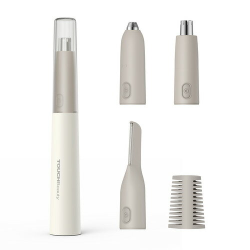 TOUCHBeauty TB2158AWH フェイスマルチトリマー 顔や体のムダ毛をケア 発売日：2025年12月1日●眉・鼻・産毛用のアタッチメント3種セット顔用は極薄刃で眉形の調整に、ボディ用は安全ガード付き広角刃、鼻毛用は円形プロテクトカバーを装備。シーン別に最適なケアを実現。●美しい眉を作るシェーバー台形立体刃が眉の自然なアーチを再現。細かい調整がしやすい便利な設計です。●鼻の粘膜を保護してカット360°回転式マイクロ刃がムダ毛を根元からキレイに除去。特殊円形カバーが鼻粘膜への刃の接触を防ぎます。ヘッドは水洗い可能で衛生的な点も◎。●収納ケース付きアタッチメントヘッド3種と本体を収納できるケースを付属。耐衝撃構造（1m落下試験済み）で旅行時にも安心の携帯性も◎。&nbsp;【仕様】サイズ（mm）：186×60×42製品重量 (g)：46電源：DC5V 0.5A消費電力：1.5W充電電池：リチウムイオン電池3.7V 400mAh充電時間：約 2.5時間満充電時の合計使用時間：約 1時間電源コード：USBコード（Type-C）