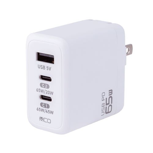 ナカバヤシ JYU-ACU013W GaN 充電器 65W USB PD ノートPC・タブレット対応 ホワイト