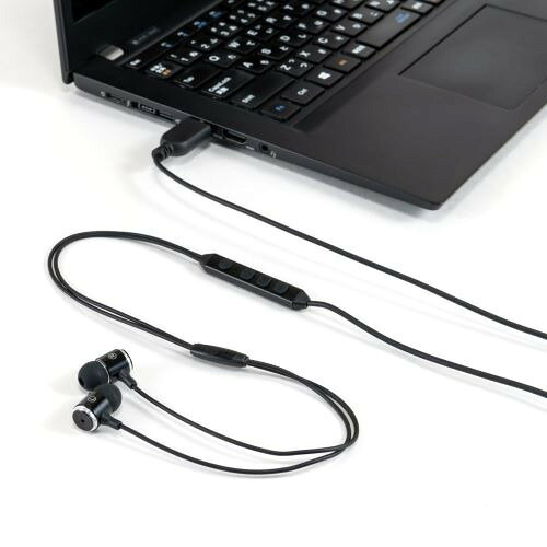 イーウェルネス楽天市場店のナカバヤシ UHP-09BK PC用マイク付きイヤホン 多機能リモコン搭載 カナル式 Windows Mac対応 ブラック｜アングル2