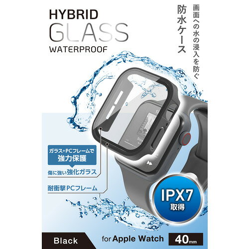 イーウェルネス楽天市場店のエレコム AW-25EFCGEBK アップルウォッチ カバー Apple Watch SE 第3世代／第2世代 [ 40mm ] 強化ガラス 10H IPX7防水 ブラック｜アングル2