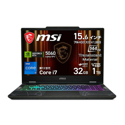 樂天商城 - MSI ノートPC Cyborg-15-B13WFKG-5060JP[15.6型 | フルHD | Core i7 | 32GB | 1TB | Windows 11 | オデッセイグレイ & スケルトン]