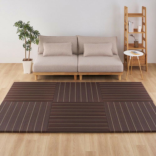 10帖用（352 cm×440 cm） - 萩原 【6枚組】置き畳 凛 約82×82×2.5cm ブラウン