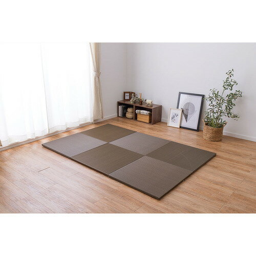 6帖用（261 cm×352 cm） - 萩原 【6枚組】い草風置き畳 綾模様 約65×65×2.5cm ブラウン