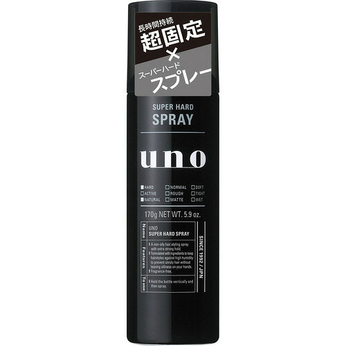 ※画像はイメージです。パッケージデザイン等は予告なしに変更されることがあります。※メーカーの欠品や製造中止により納期遅延、またはお届けできない場合がございます。ファイントゥデイ UNO スーパーハードスプレー f 170G 発売日：2025年9月3日●超ハードに強力固定しキープ　男性用ヘアスプレーごわつきがなく超ハードに強力固定。湿気による崩れを防ぎ、ヘアスタイルをキープする超強力スプレー&nbsp;【仕様】容量：170Gジャンル：男性化粧品