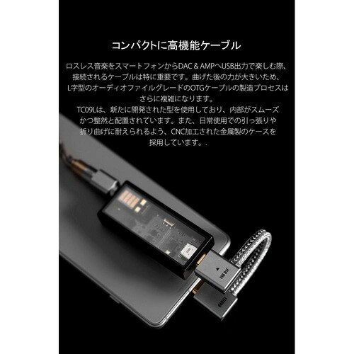 イーウェルネス楽天市場店のddHiFi TC09L USB Type-C toUSB-C OTGケーブル オーディオ用 8cm｜アングル3