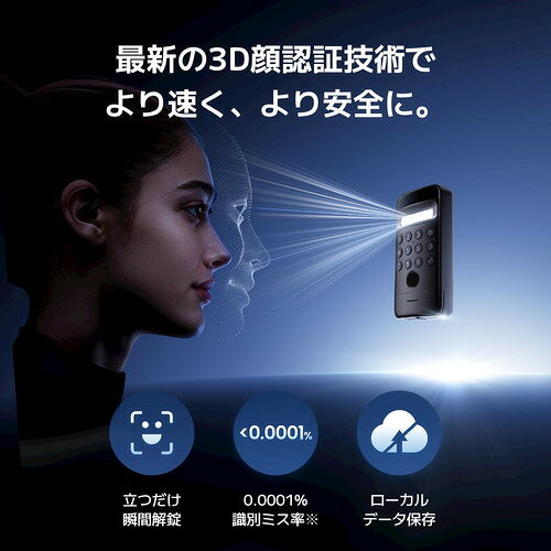 SwitchBot W7300502 顔認証パッドPro 3D顔認証システム採用 手をかざすだけで開錠 ...