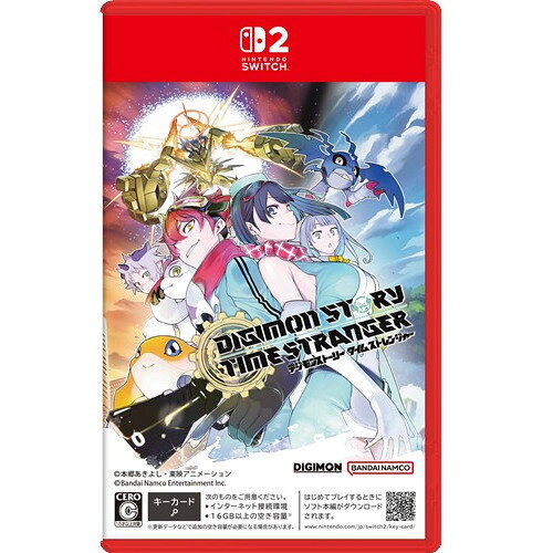 発売日：2026年7月9日※　お一人様につき、1個限りとさせて頂きます。　複数のご購入はご遠慮ください。お一人で、もしくは別名でも同一住所や同一連絡先等で複数ご購入されたご注文はキャンセルさせて頂く場合がございます。その際はご入金されても、手数料お客様負担で返金となります。また、弊社にて転売目的と判断させて頂いた場合もご注文をキャンセルさせて頂きます。予めご了承ください。※特に記載の無い特典等はお付けできません。■商品名：デジモンストーリー タイムストレンジャー 【Switch2】■メーカー: バンダイナムコエンターテインメント■ジャンル：育成RPG■対応機種：Nintendo Switch 2■型番：POT-P-ABLAA■CERO年齢区分：C※こちらの商品は「キーカード」での販売となります。はじめてプレイするときにソフト本編がダウンロードされます。ダウンロードにはインターネット接続環境と16GB以上の空き容量*が必要です。*更新データなどで追加の空き容量が必要になる場合があります。 シリーズ最速100万本を突破した「デジモンストーリー タイムストレンジャー」がNintendo Switch 2 / Nintendo Switchで登場！今作は、世界崩壊の謎を追う中で、人間世界と異世界を跨ぐ冒険、450体以上のデジモン収集と育成を楽しめるRPGです。▼あらすじ物語の舞台は日本・東京。秘密組織のエージェントである主人公は、とある指令によって新宿を調査する中、未知の生物「デジモン」と出会い、謎の爆発に巻き込まれる。気がつくと、世界は8年前に戻っていた——来たる崩壊を阻止すべく、運命を変える任務を遂行せよ。▼冒険人間世界と異世界「デジタルワールド」を駆け巡る！▼バトル戦略的な編成が要となるターン制バトル！▼育成育成可能デジモンはシリーズ最多の450体以上！(C)本郷あきよし・東映アニメーション(C)Bandai Namco Entertainment Inc.※画像はイメージです予告なく変更される場合がございます。　記載の仕様及び外観等は予告なく変更される場合がございます。最新情報はメーカー公式サイト等でご確認ください。