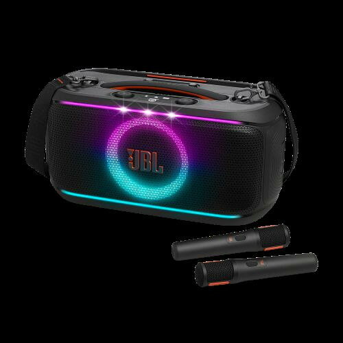 JBL JBLPARTYBOXOTG2BJN Bluetoothスピーカー PartyBox On-The-Go 2 IPX4防水対応 ブラック発売日：2025年10月30日●あらゆるシーンが本格的なパーティーに早替わり透明感のある高音に大胆な低音、そして音楽と同期して変化するライトショーでどこにいても本格的なサウンドを楽しめます●どこでも本格カラオケエコー効果とスマートキー変更機能を搭載した、付属する2本のワイヤレスデジタルマイクで歌いやすい設計●Auracastによるマルチスピーカー接続2台のPartyBox On-The-Go 2をペアリングしてステレオサウンドを楽しんだり、複数のJBL Auracast対応スピーカーを接続したりすることもできます●アプリ対応JBL PartyBoxアプリでパーティーをコントロール&nbsp;【仕様】Bluetooth：バージョン5.4防滴機能：IPX4（本体）対応プロファイル：A2DP 1.4、 AVRCP 1.6オーディオ入力：Bluetooth、USB-C、AUX使用ユニット：133mm径 ウーファー×1、20mm径シルクドームツイーター×2周波数特性：40Hz - 20kHz出力：100W RMSサイズ：H501×W258×D221（mm）重量：約6.36kg電池：本体：交換式リチウムイオン充電池 (再生：最大15時間)　※急速充電対応 10分で約80分再生　ワイヤレスマイク：リチウムイオン充電池 (再生：最大20時間)付属品：電源ケーブル（2m）USB対応ファイルフォーマット：.MP3/ .WAV/.FLAC