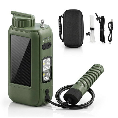 慶洋エンジニアリング ANS152 ポータブル浄水器 AhlstromDisruptor フィルター採用 ソーラー＋USB Type-Cの2WAY充電搭載 グリーン発売日：2026年3月30日●ボタンひとつで清潔な水を確保。持ち運べるポータブル電動浄水器「どこでも安心安全ウォーター」世界基準の浄水性能と2WAY充電を搭載した次世代ポータブル浄水器。災害時もアウトドアも、どこでも安全な飲み水を確保できます。●AhlstromDisruptor フィルター搭載のポータブル電動浄水器世界的に認められたAhlstrom社ナノファイバー浄水技術を採用。静電吸着の力でウイルス・細菌・重金属・残留塩素・農薬まで強力除去。●ソーラー＋Type-Cの2WAY充電・携帯も充電安心安全ウォーターは付属の専用充電ケーブルからでもスマホへ緊急用充電できます。ソラーパネルにより浄水器を緊急時に使用できます。●世界基準のNSF認証フィルター、厚生労働省水質検査適合品＆PSE認証取得このポータブル電動浄水器は、公衆衛生の世界的権威NSF Internationalによる認証を取得。NSFが定める世界基準の厳格な規格をクリアした、プロフェッショナルが信頼する安全性能です。●充電しながら浄水可能大容量5200mAhバッテリー内蔵により、フル充電で約3.5時間できます。●LEDライト搭載（SOSモード）＆防水規格IPX5LEDライトとSOS信号灯の2つの機能を備えた多機能電動浄水器です。防水規格IPX5 に対応しており、雨や水しぶきがかかる環境でも安心して使用できます。&nbsp;【仕様】ろ過流量：700ml/分本体質量：440g動作／推奨使用温度：-20度〜60度防水等級： IPX5認証：NSFバッテリー容量：5200mAh、 3.7V入力電源：DC5V、 2500mA (Type-C)出力電源 (モバイルバッテリー機能)：DC5V、 2500mA (Type-C)フル充電時稼働時間浄水機能／照明機能： 3.5時間※水質によって使用可能時間は多少差異あり／20時間充電方法：Type-C充電／ソーラー充電・充電時間5時間